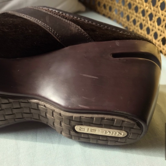 Cole Haan/Nike Air Brown Faux Animal Hair Wedge Mules Like New Size 10 - Picture 11 of 13